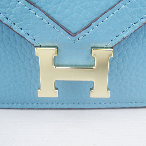 7A Hermes Togo Leather Messenger Bag Light Blue With Gold Hardware H021 Replica - Click Image to Close